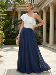 A-Line Chiffon One Shoulder Floor-Length Mother of the Bride & Groom Dresses
