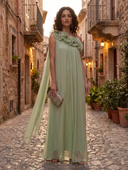 A-Line/Princess Formal Dresses One Shoulder Floor-Length Formal Gowns with Pleats & Side Sash