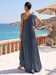 A-Line/Princess One Shoulder Chiffon High-Low Formal Dresses with Pleats