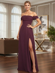 A-Line/Princess Off Shoulder Chiffon Floor-Length Bridesmaid Dresses
