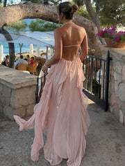 A-Line/Princess Convertible Ruffle Floor-Length Wedding Guest Dresses Women Formal Gowns