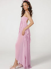 A-Line/Princess Convertible Ruffle Floor-Length Wedding Guest Dresses Women Formal Gowns