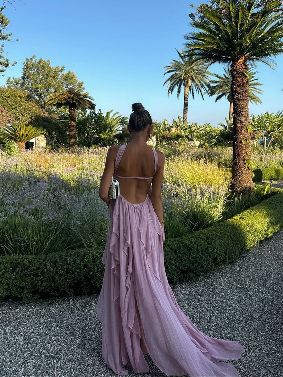 A-Line/Princess Convertible Ruffle Floor-Length Wedding Guest Dresses Women Formal Gowns