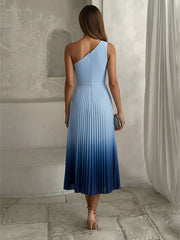 A-Line/Princess Elegant Cocktail Dresses Chiffon One Shoulder Tea-Length