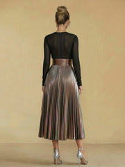 A Line Scoop Long Sleeve Tea Length Mixed Evening Dresses