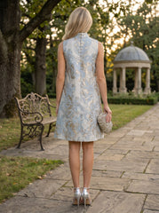 A-Line/Princess Cocktail Dresses Jacquard High-Neck Short-Length Sleeveless