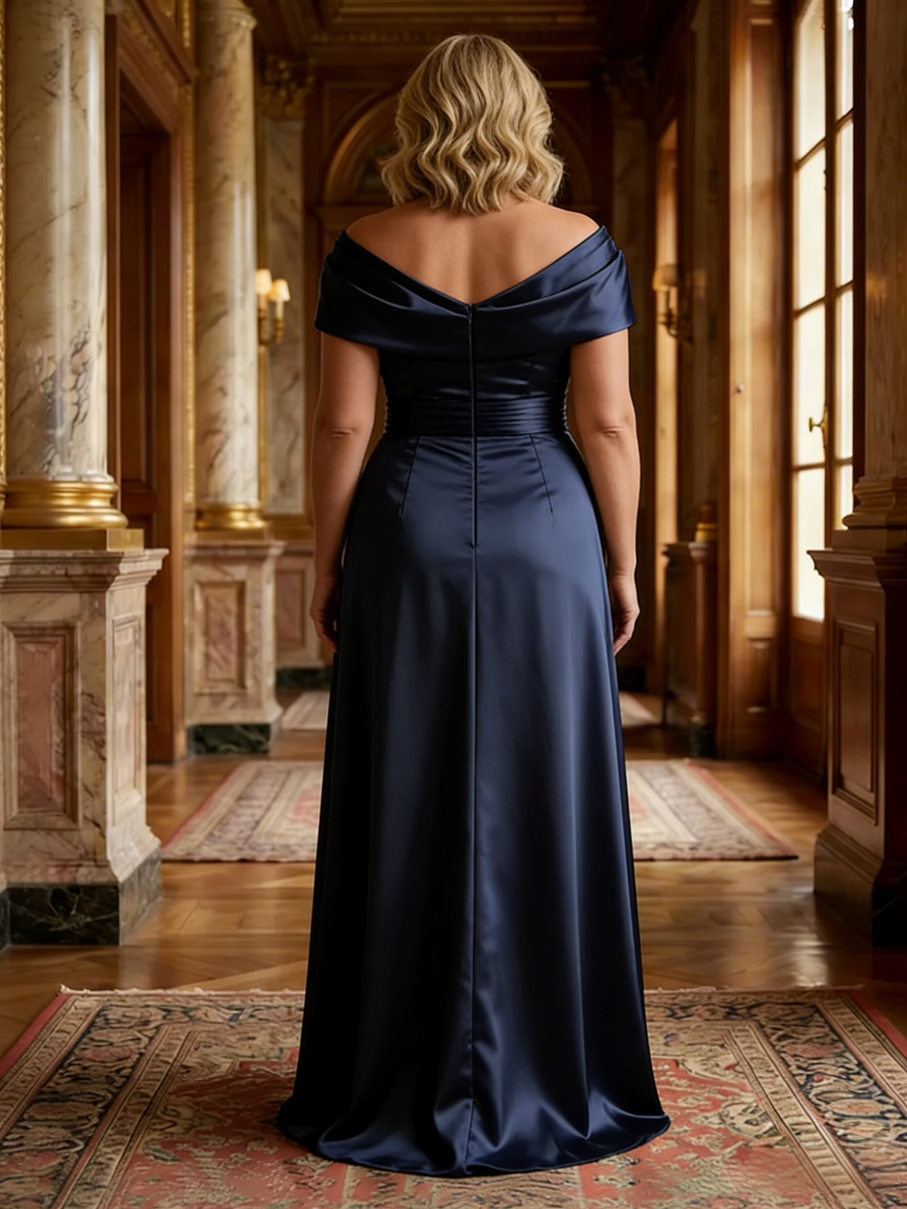 A-Line Scoop Neck Ruched Floor-Length Mother of the Bride Dresses with Ruffle Plus Size